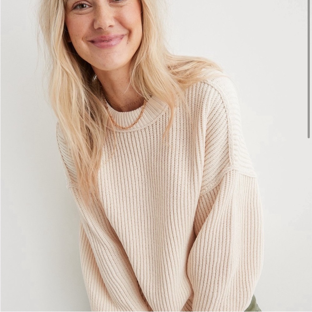 AERIE BEYOND CHENILLE SWEATER - TOASTED COCONUT